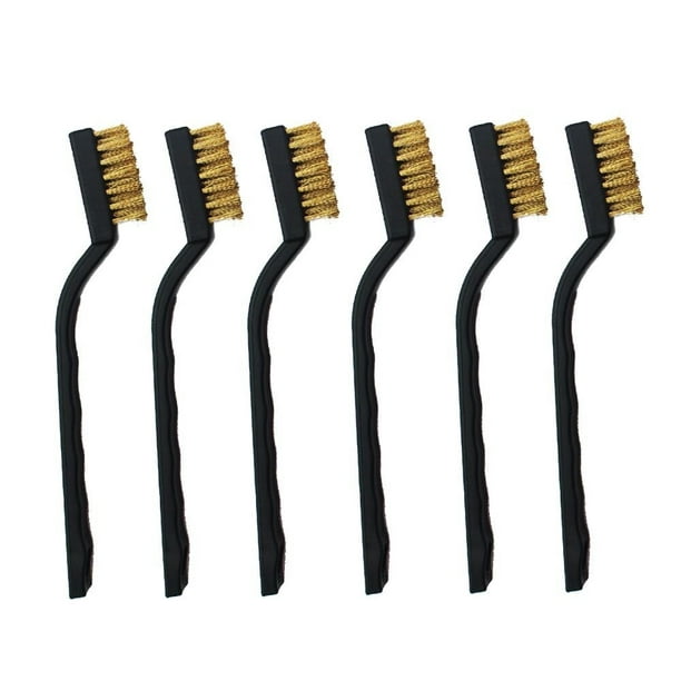 Mini Brass Wire Brush ,Set For Cleaning Welding Slag And Rust,6 Pieces
