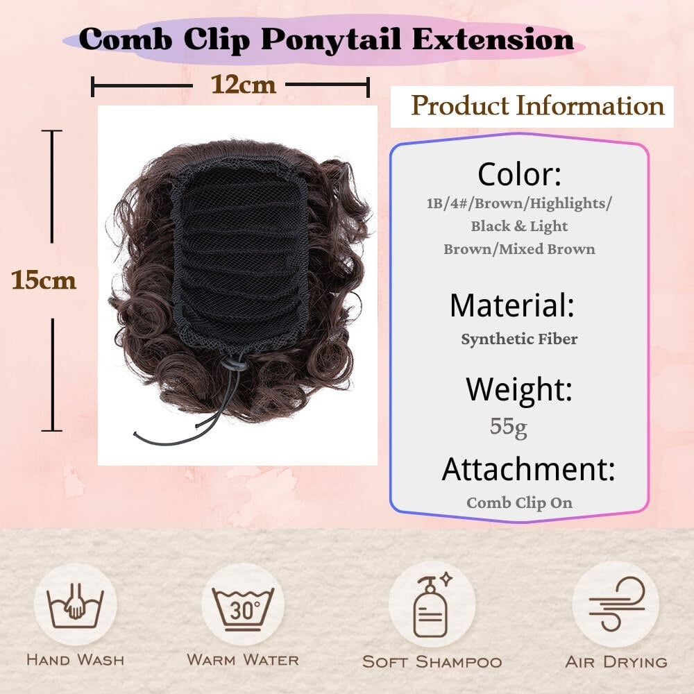 Messy Curly Hair Buns Synthetic Drawstring Bun Hairpiece Comb Clip Ponytail Hair Extensions
