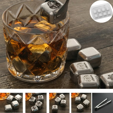 

Zhaomeidaxi Set of 9 Grey Beverage Chilling Stones [chill rocks] Whiskey Stones for Whiskey and other Beverages - in Plactic Box - Made of Stainless