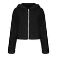 thumbnail image 6 of Lmnyox Women's Fuzzy Crop Jacket Fall Winter Fashion Zip Up Hooded Plush Coat Trendy Thermal Outerwear, 6 of 9