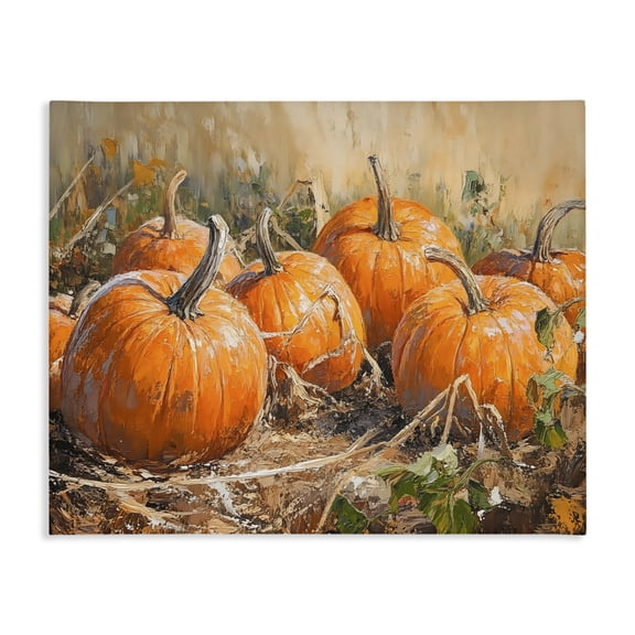 Stupell Industries Farmhouse Pumpkin Patch Autumn Harvest Scene Canvas Art, 20 x 16, by Nini Art