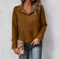 thumbnail image 5 of Yuhangmm Women Hoodies Long Sleeve Hoodless Sweatshirt Casual Crewneck Pullover Soft Comfortable Blouse Top for Everyday Style Coffee M, 5 of 7
