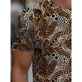 thumbnail image 4 of Men'sT-Shirt - Brown and Black Animal Printed Short Sleeve Crew Neck, Lightweight Summer Casual and Restaurant Wear, Durable and Comfortable Fabric Suitable for Daily Wear, Fashion Versatile Top, 4 of 6