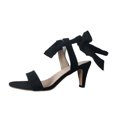 thumbnail image 2 of AXXD Black Sandals for Women Strappy Sandals Summer Casual Peep Toe Sandals Tie Solid Color Flock High Heel Shoes, 2 of 4