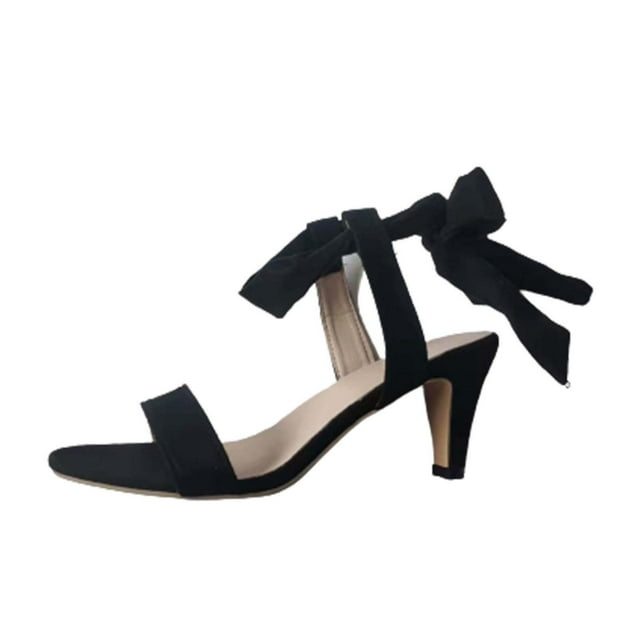 Amzcrzy Zapatos de mujer,Zapatos de mujer,Zapatillas de mujer, Sandalias informales de verano con punta abierta y lazo para mujer, zapatos de tacón alto aterciopelados de color liso Sandalias Mujer Z