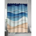 thumbnail image 5 of Light Blue Ripple Shower Curtain, Light Blue Gradient Abstract Line Waterproof Shower Curtain Set with 12 Hooks Lightweight Washable Fabric Shower Curtains for Bathroom 72x78 Inches, 5 of 6