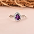 thumbnail image 3 of Natural Amethyst Teardrop February Birthstone Engagement Ring for Women- Purple Pear Shaped Healing Gemstone Halo Ring Gift For Women, 3 of 8