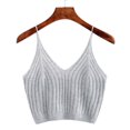 thumbnail image 3 of Qarigey Top corto de punto para mujer a la moda, Tops cortos sin mangas de algodón, lencería, ropa interior, ropa de calle, chaleco, camiseta Prendas para la parte del cuerpo gris Qarigey AP000157-02B, 3 of 6