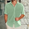 thumbnail image 2 of Inglocry Men's Casual Button Down Shirts Short Sleeve Textured Summer Beach Shirt Habit Shirts For Men Short Sleeve Green 2XL, 2 of 5