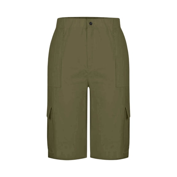 CHUMUD Cargo Shorts for Women High Waist Button Elastic Work Shorts Multi Pockets