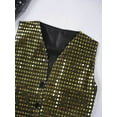 thumbnail image 3 of TSSOE Kids Girls Boys Glittery Sequined Vest Jacket Hip-Hop Street Dance Wear Stage Performance Black&Gold 170, 3 of 7