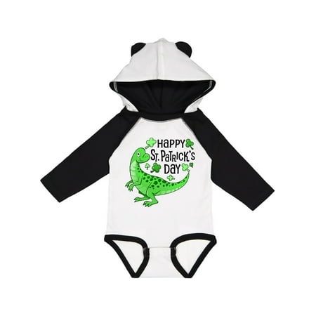 

Inktastic Happy St. Patrick s Day- green dinosaur Gift Baby Boy or Baby Girl Long Sleeve Bodysuit