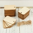 thumbnail image 2 of Yous Auto 50pcs Wood Slices,Rectangle Wooden Label Tags Natural Wood Slices Drilled Hole Unfinished Log Wooden Circles with Rope for DIY Crafts Wedding Christmas Ornament, 2 of 10