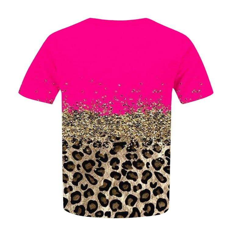 ZZwxWA Fashion Leopard Print Womens Tops Plus Size Short ZZwxWA Fashion Leopard Print Womens Tops Plus Size Short