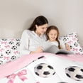 thumbnail image 4 of Erosebridal Cute Bowtie Twin Comforter Sets For Girl,Football Sport Games Ball Theme Kids Bedding Set,Reversible Pink 2 Pieces, 4 of 7