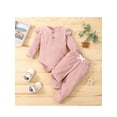 thumbnail image 2 of Mialoley Baby Girl Plain Clothes Set, Front Button Bodysuit + Full Length Pants, 2 of 9