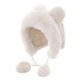 thumbnail image 6 of Toudaret Winter Hat with Scarf Bear Ear Decor Thick Faux Mink Hair Full Protection  Pure Color Headwear Outdoor Activities Cap, 6 of 8