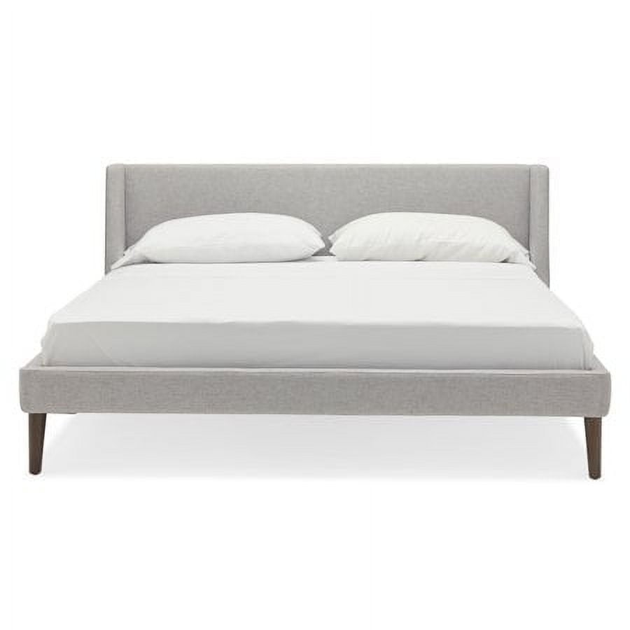 MoDRN Mid-Century  Martin Platform Bed, Light Gray, Queen