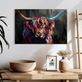 thumbnail image 3 of Elephant Stock Highland Cow Acrylic Wall Art - Horizontal Canvas Wall Art - Living Room Wall Decor - Animal Canvas - Black And Gray Decor - 24" x 16", 3 of 8