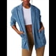 thumbnail image 2 of Chaqueta Vaquera de Gran Tamaño para Mujer, Blazer Informal con Botones y Solapa con Muescas, Abrigo Tipo Sobretodo Vaquero. Azul XL, 2 of 8