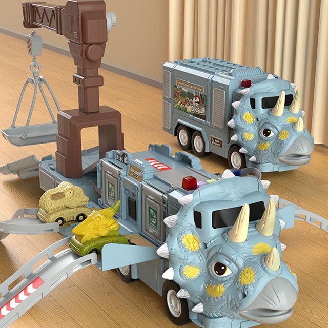 Coche de pista de deformación de dinosaurio contenedor de bricolaje seguro coche de juguete para regalo de cumpleaños de bebé JShteea libre de BPA