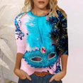 thumbnail image 2 of PMUYBHF T-Shirt Imprimé Joyeuses Fêtes Manches 3/4 Col Rond Blouse 3204 TG, 2 of 5
