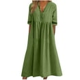 thumbnail image 2 of Women's Summer Dresses Under $10 New Color Short-sleeved Lace V-neck Waistline Hem Dress, 2 of 6