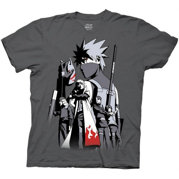 Naruto Shippuden Men's Kakashi Story Light Weight 100% Cotton Crew T-Shirt 2XL Charcoal