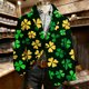 thumbnail image 2 of Mens Manga Larga St Patricks Día Impreso Botón Abajo Camisa Casual Blusa, Blusa de Manga Larga para los Hombres Estilo de Vacaciones, 2 of 5