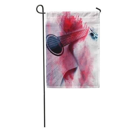SIDONKU Brown Music Abstract Digital Painting of Guitar Acoustic Audio Classic Garden Flag Decorative Flag House Banner 12x18 inch