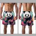 thumbnail image 3 of luoweisi Men's Beach Shorts Quick Dry Swim Trunks with Mesh Lining Panda M, 3 of 5