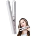 thumbnail image 2 of Rizador y plancha de pelo inalámbrico portátil 2 en 1 de cerámica para cabello corto y largo, color blanco., 2 of 5