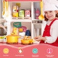 thumbnail image 6 of KOPPOP Kids Kitchen Playset with Light & Sound, Toy Kitchen Set for Toddlers with Steam Sprayer & Sink, Learning Pretend Play Toys for Boys & Girls Ages 3-6 (Red), 6 of 7