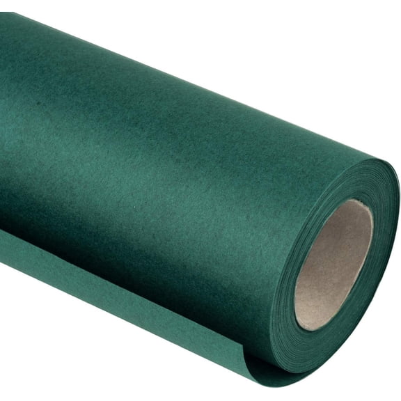 Dark Green Kraft Wrapping Paper Roll, Recyclable Green Art Gift Wrap Paper for Gift Wrapping, Table Covering, Kid Craft Supplies, Bouquet Flower, Bulletin Board, 17.5 in x 28 feet