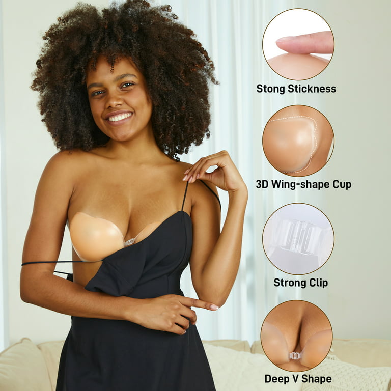 Niidor Women's Reusable Adhesive Backless Strapless Silicone Bra