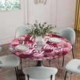 thumbnail image 2 of Valentine's Day Fitted Tablecloth with Elastic Edged, Round Table Cloth for Dining Table, Colorful Roses Floral Romantic Rustic Waterproof Oil Proof Table Cover for Indoor Outdoor 45"-54", 2 of 8