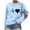 #2 Light Blue, variant on Simua Sweatshirts for Women Crewneck Long Sleeve Loose Fit Tops Tready Heart Letter Printed Hoodless Pullover Tops
