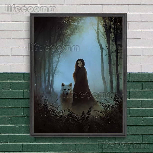 Pintura en lienzo de The Dark Magic Forest para pared, póster de arte abstracto de bruja y espejo, impresiones, decoración del hogar sin marco
