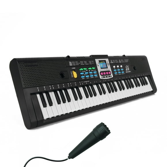 Clavier Électronique de Musique Numérique 61 Touches pour Enfants, Piano Électrique Multifonction pour Élève avec Microphone, Instrument de Musique