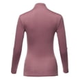 thumbnail image 3 of A2Y Women's Fitted Solid Long Sleeve Mock Neck Rayon Top Shirt Withered Rose S, 3 of 6