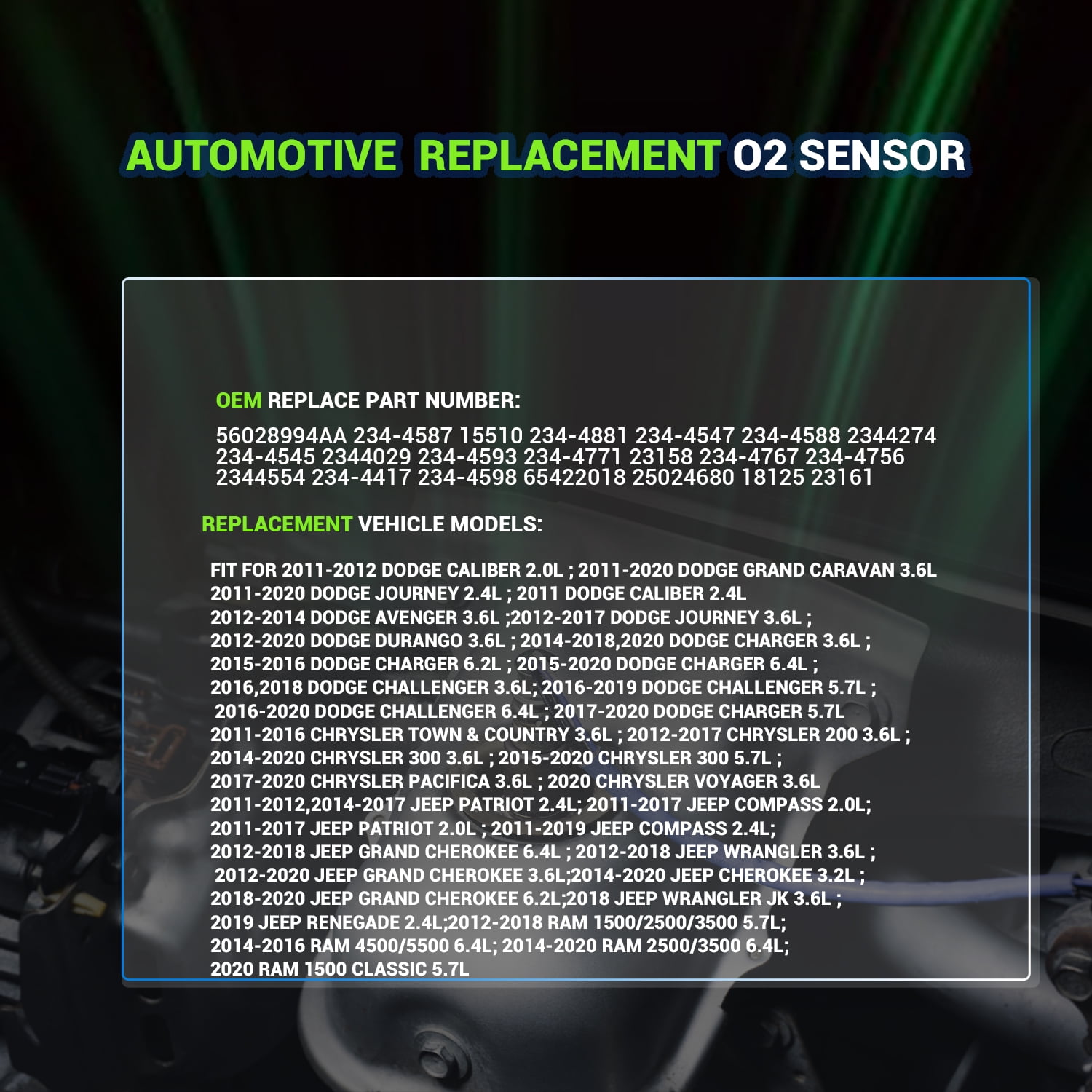 Techie 234-4547 Oxygen O2 Sensor Upstream & Downstream for 2012-2020 Dodge Caliber/Durango/Journey for 2011-2020 Jeep Compass/Patriot  L4-2.0/2.4,Replacement for 234-4881 234-4547 234-4588