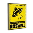 thumbnail image 3 of Stupell Industries Caution Roswell NM Alien UFO Travel & Places Painting Gray Floater Framed Art Print Wall Art, 3 of 6