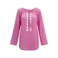 thumbnail image 1 of Blusa de mujer Camisa de color sólido de manga larga Costura de encaje Blusa suelta informal Ropa de otoño, Rosa, XL sidaley AP003723-14, 1 of 5