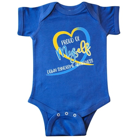 

Inktastic Proud of Myself Down Syndrome Awareness Heart Ribbon Gift Baby Boy or Baby Girl Bodysuit