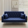 thumbnail image 2 of Tcbosik 71" Convertible Velvet Sofa Bed, Couch with Adjustable Backrest, Modern Loveseat Sleeper for Home Office, Living Room, Blue, 2 of 7