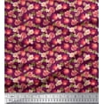 thumbnail image 1 of Soimoi Pink Japan Crepe Satin Fabric Floral & Pomegranate Fruits Printed Craft Fabric by The Yard 42 Inch Wide, 1 of 3