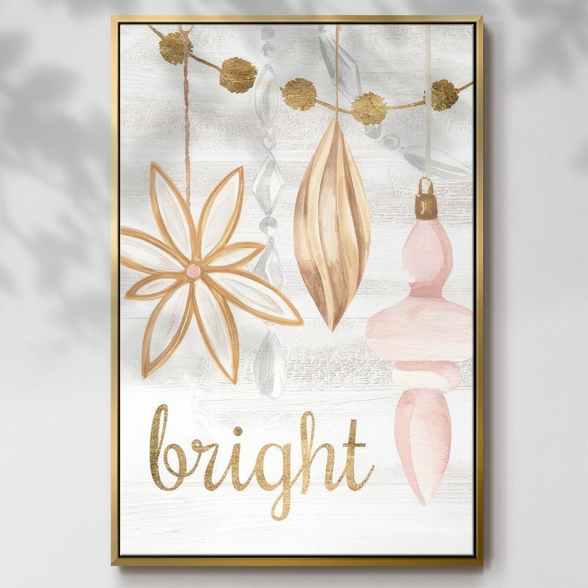 Elegant Ornaments Collection B - Framed Gallery Wrapped Holiday Canvas - 17 x 25 - Gold Frame