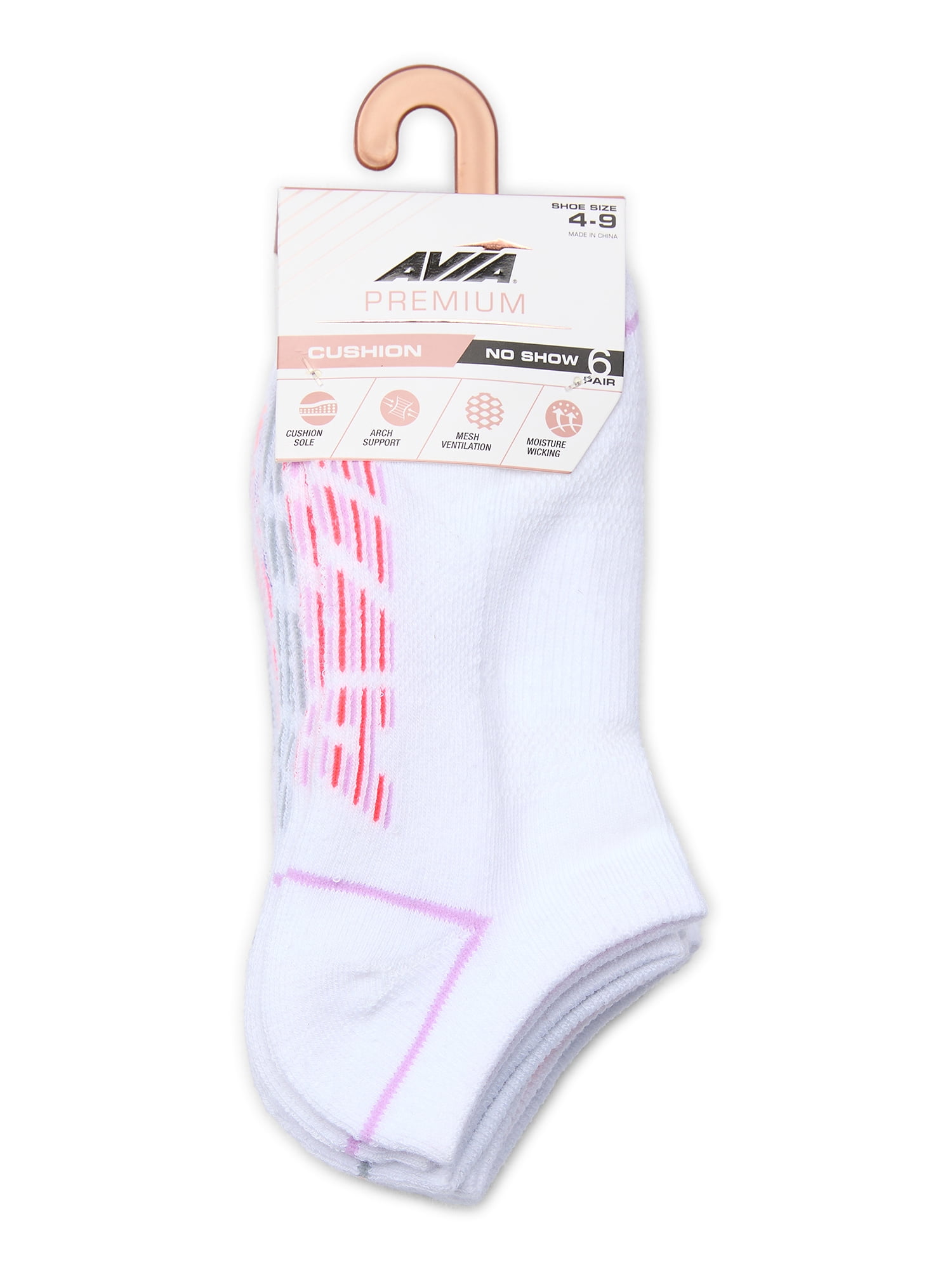Avia Women's Premium Cushioned No Show Socks, 6-Pack