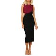 thumbnail image 3 of VISgogo Vestido midi ajustado para mujer, sin mangas, cuello redondo, contraste de colores, vestido largo de patchwork VISgogo  moda, 3 of 9