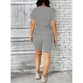 thumbnail image 4 of Two Piece Set For Women Summer Sweatsuits Short Workout Jogger Sets Matching Tracksuit Gray M, 4 of 5